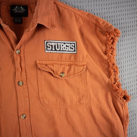 Sturgis 4XL Biker American Skull Sleveless Button Up Shirt - Picture 4 of 7